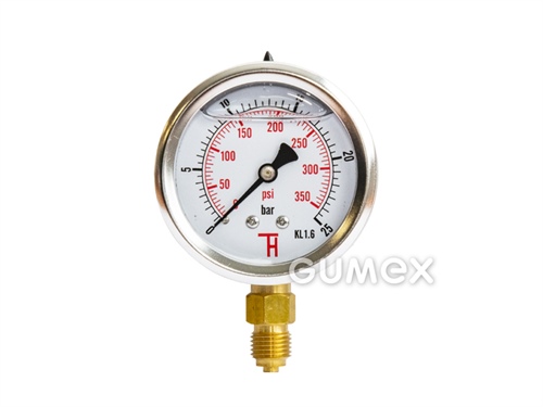 MANOMETER A VÁKUOMETER GLYCERÍNOVÝ - SPODNÝ VÝVOD